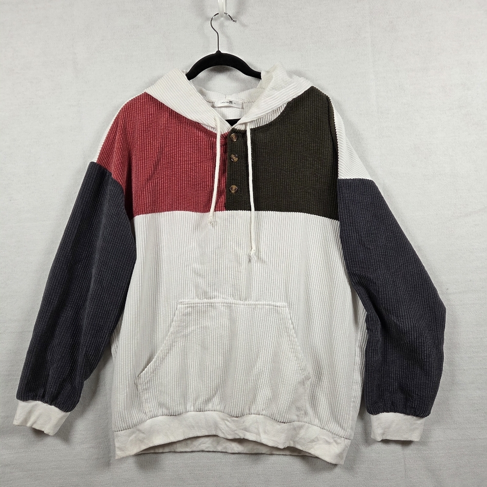 ChArmkpR Hoodie Pullover Men's Color Block Corduroy Sz XL
